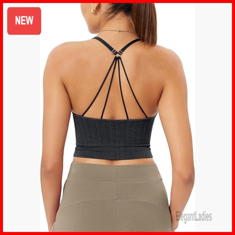 Seamless Sports Bra Wirefree Padded Adjustable Straps Low Impact Workout